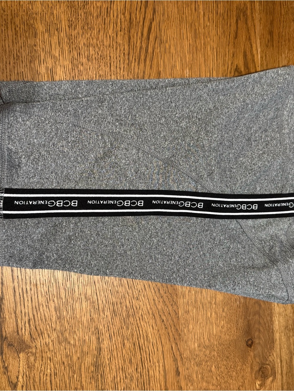 BCBGMaxAzria Heather Gray High-Rise Bike Shorts with Branded Side Tape - Picture 3 of 4